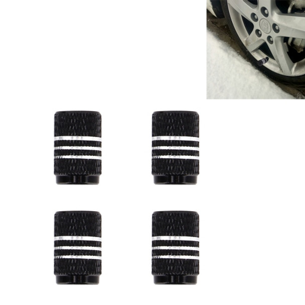 4PCS Metal Plated Circular Shape Universal Tire Valve Stem Cap With White Diamond(Black)