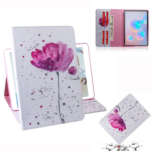 For Galaxy Tab S6 T860 / T865 3D Colored Drawing Horizontal Flip Leather Case with Holder & Card Slots & Wallet(Purple Orchid)