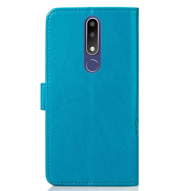 For Nokia 3.1 Plus Pressed Flowers Horizontal Flip Leather Case With Magnetic Buckle & Holder & Card Slots & Wallet (Blue)