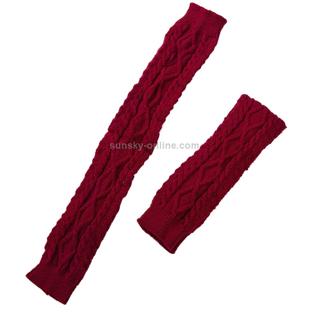 Autumn and Winter Women Over-the-knee High Tube Wool Socks, Size:One Size(Wine Red)