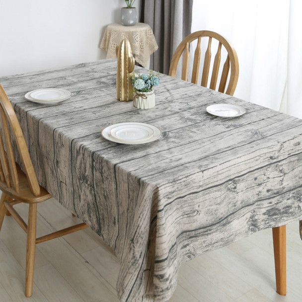 Vintage Popular Table Cloth Linen Rectangular Tablecloth Wooden Grain Dustproof Restaurant Table Cover, Size:90x90cm(Gray)