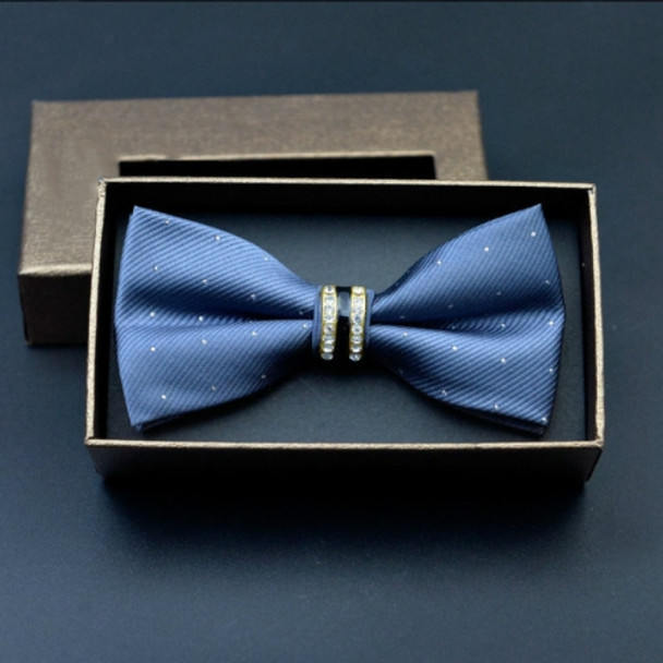 Polyester Yarn Diamond Bow Tie Metal Bow for Men(Smoke Gray Spot)