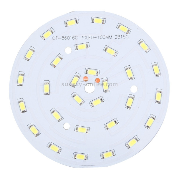 5 PCS 15W SMD 5730 Aluminum Base Light Panel, 30 LEDs 1350 LM 3000-6500K, Diameter: 100mm(White Light)