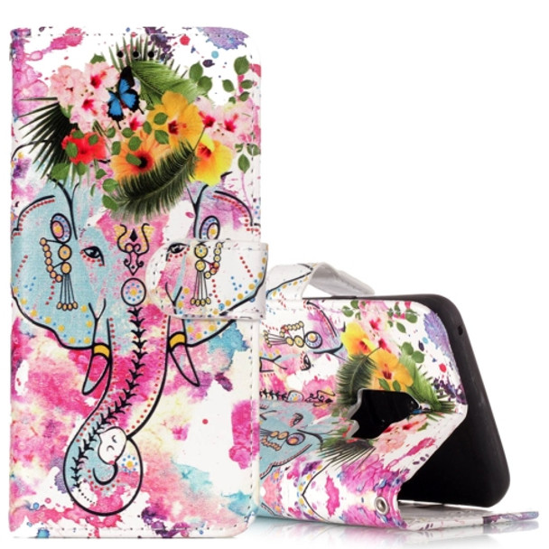 For Galaxy S9 Gloss Oil Embossed Flower Elephant Pattern Horizontal Flip Leather Case with Holder & Card Slots & Wallet