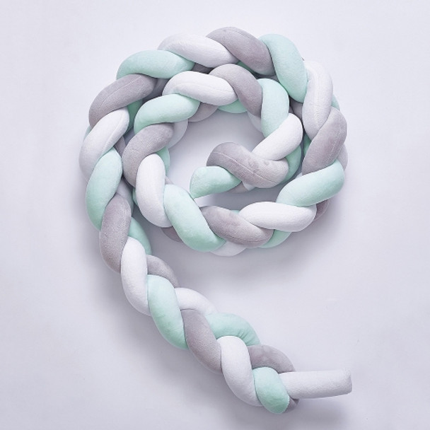 2M  Pure Color Weaving Knot for Infant Room Decor Crib Protector Newborn Baby Bed Bumper Bedding Accessories(White Grey Green)