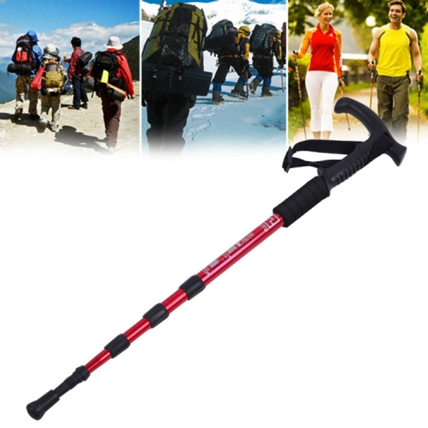 Aotu AT7555 108cm Outdoor Camping Aluminum Alloy T Handle Lock 4 Alpenstock(Red)