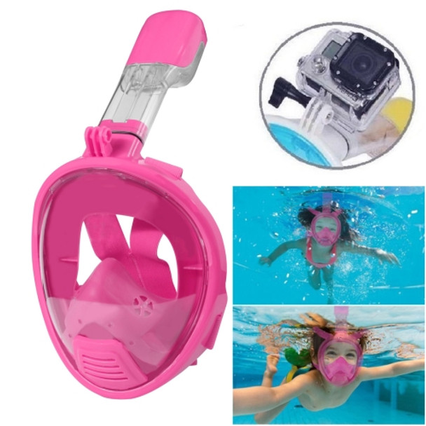 Kids Diving Equipment Full Face Design Snorkel Mask for GoPro  NEW HERO /HERO6   /5 /5 Session /4 Session /4 /3+ /3 /2 /1, Xiaoyi and Other Action Cameras(Pink)