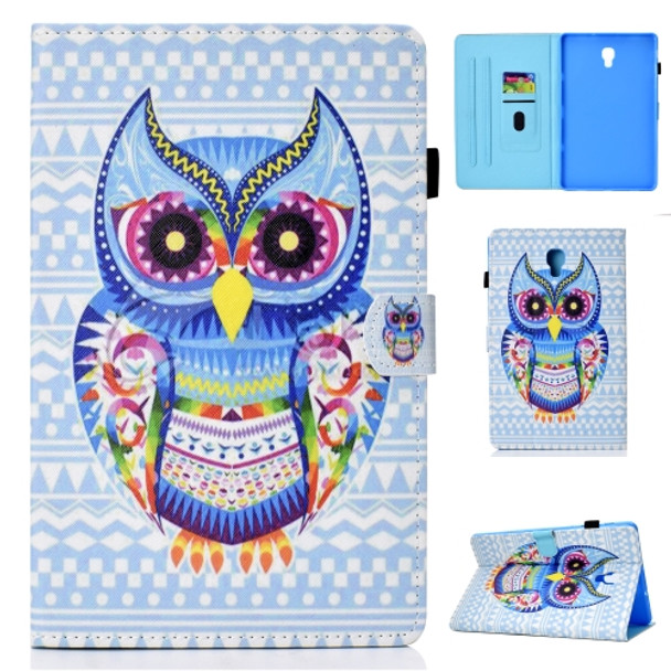 For Galaxy Tab A 10.5 T590 Colored Drawing Stitching Horizontal Flip Leather Case, with Holder & Card Slots(Colored Owl)