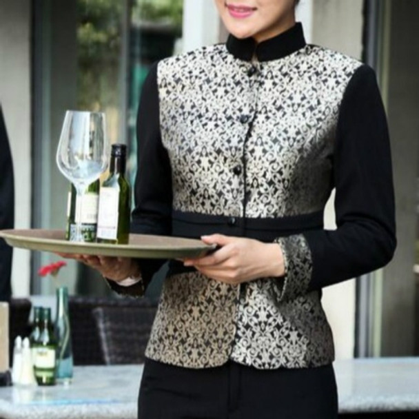 Long Sleeve Waiter Costume, Size:XXL(Female Gray)