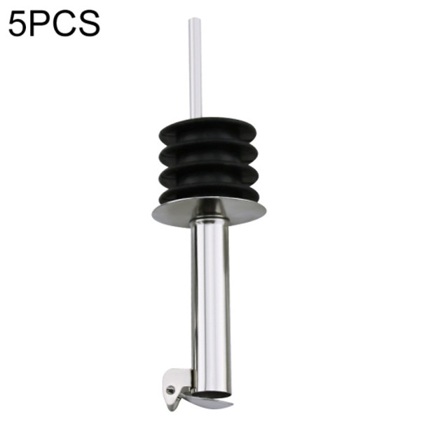 5 PCS Glass Bottle Stopper Stainless Steel Oil Stopper Silicone Stopper Black Hat Automatic Cap