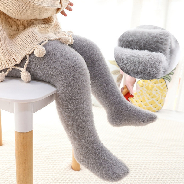 Children Pantyhose Baby Leggings Imitation Mink Fleece Plus Fleece Jumpsuit, Size:M(Grey)