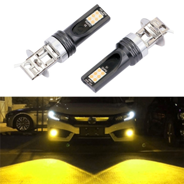 2 PCS H3 DC12V-24V / 12W / 3000K / 800LM 12LEDs SMD-3030 Car LED Fog Light (Yellow Light)