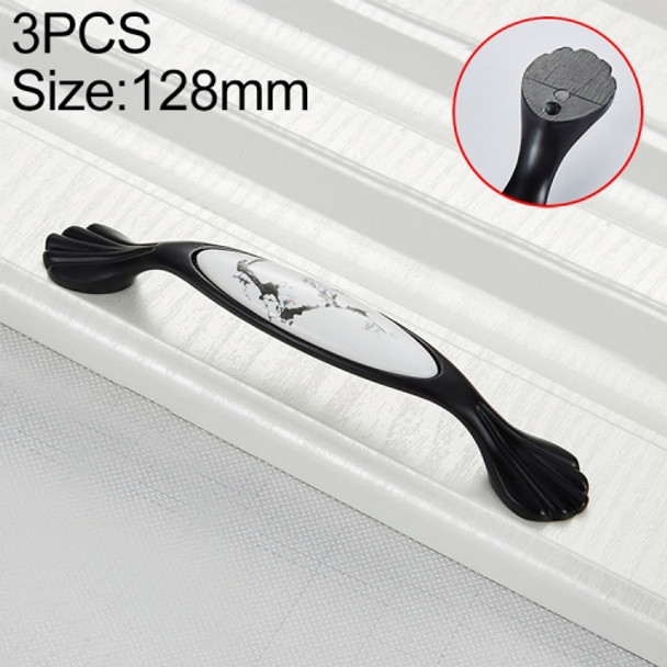 3 PCS 5026_128 Matte Black Ink Plum Zinc Alloy Ceramic Cabinet Handle