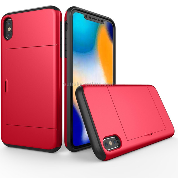 Shockproof Rugged Armor Protective Case for  iPhone XR, with Card Slot(Red)