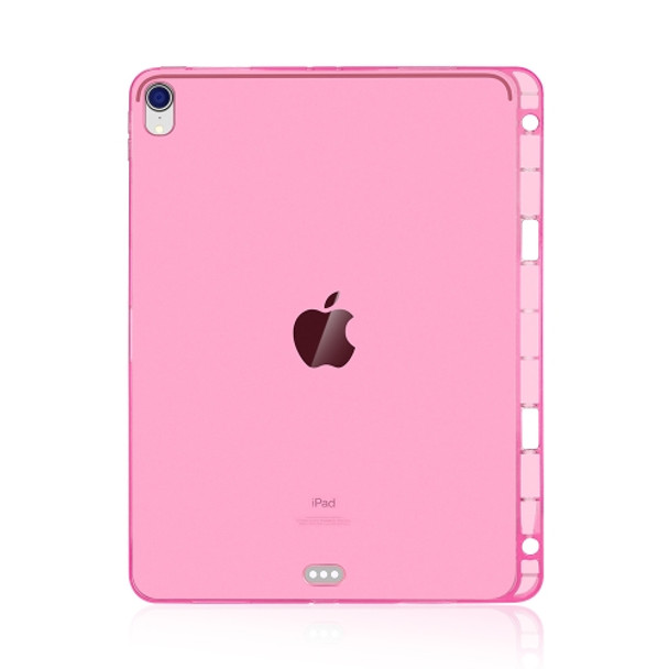 Highly Transparent TPU Soft Protective Case for iPad Pro 12.9 inch (2018), with Pen Slot (Pink)