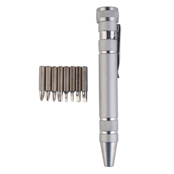 8 In 1 Multifunctional Mini Aluminum Tool Pen Screwdriver Set(Silver)