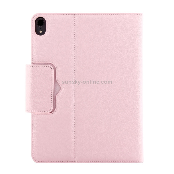 IP011 Detachable Bluetooth 3.0 ABS Keyboard + Litchi Texture Leather Case for iPad Pro 11 inch (2018), with Sleep Function (Pink)