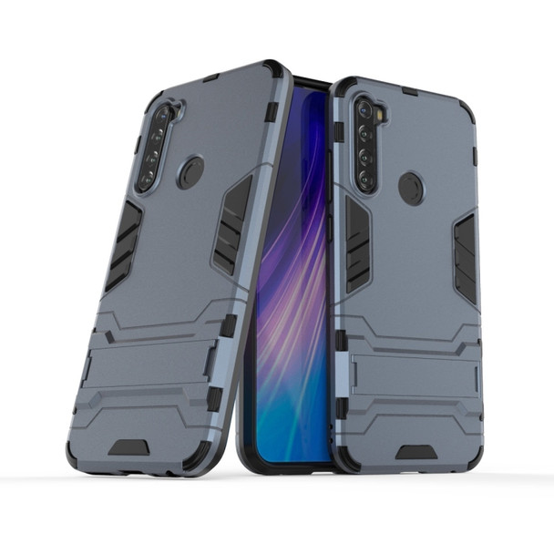 For Xiaomi Redmi Note 8T Shockproof PC + TPU Protective Case with Invisible Holder(Navy Blue)