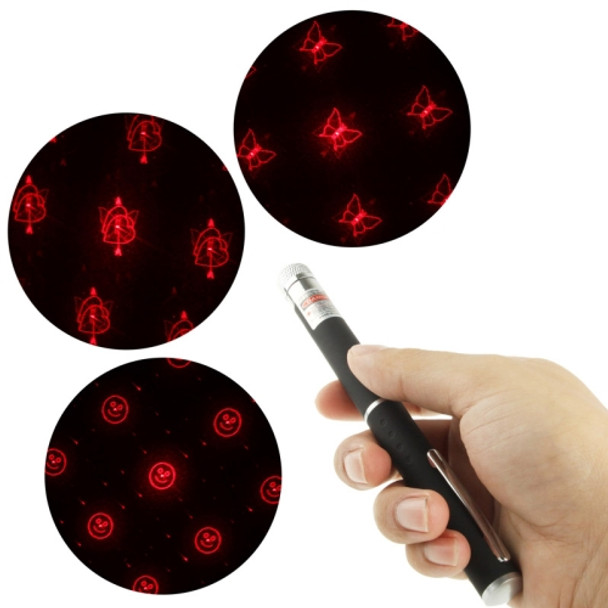 4mw 650nm Red Beam Laser Stage Pen, Star / Heart / Butterfly / Circle / Smiley Face etc. 6 Patterns(Black)