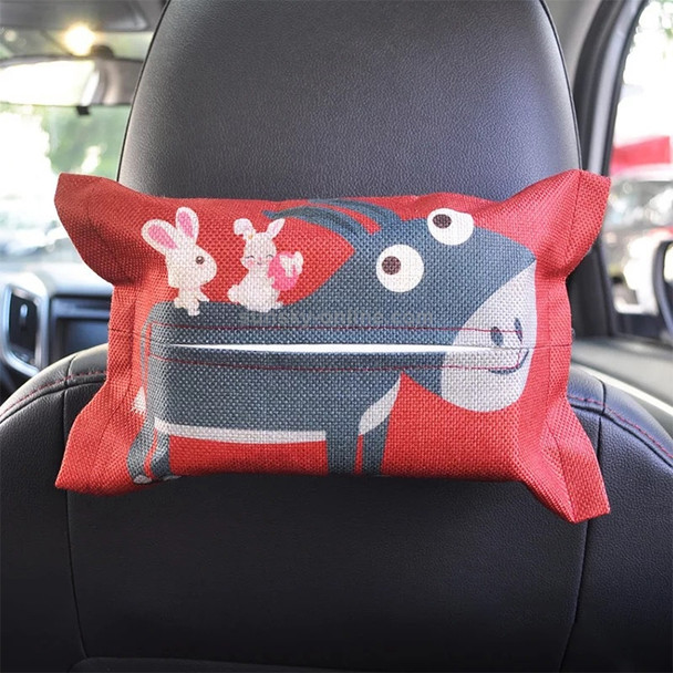 2 PCS Cartoon Cloth Car Seat Back Hanging Storage Tissue Case Box Container Towel Napkin Papers Bag Holder Box Case(Donkey)