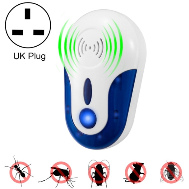 4W Electronic Ultrasonic Anti Mosquito Rat Mouse Cockroach Insect Pest Repeller, UK Plug, AC 90-250V(White + Blue)