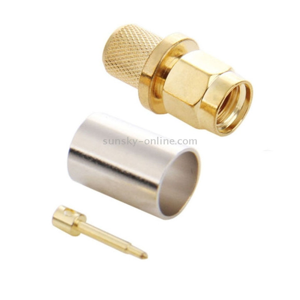 10 PCS Gold Plated SMA Male Plug Crimp RF Connector Adapter for RG58 / RG400 / RG142 / LMR195 Cable