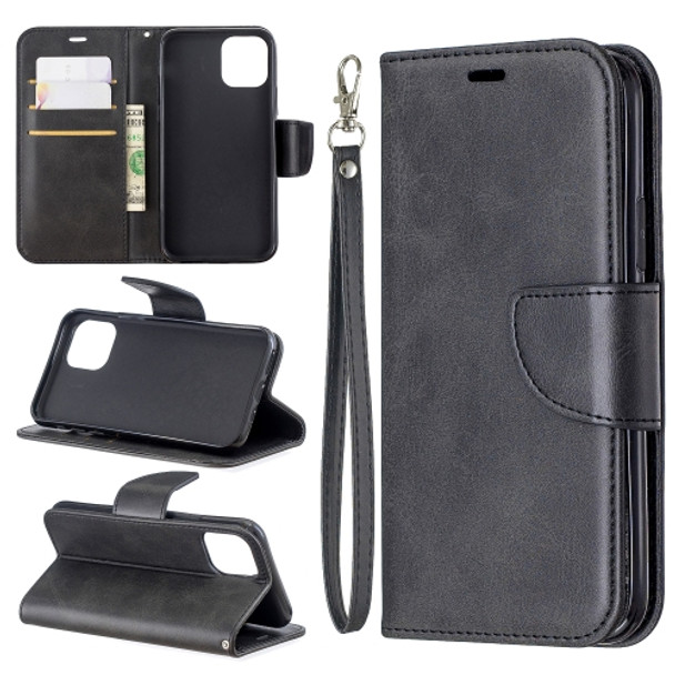 Retro Lambskin Texture Pure Color Horizontal Flip PU Leather Case for iPhone 11 Pro, with Holder & Card Slots & Wallet & Lanyard(Black)