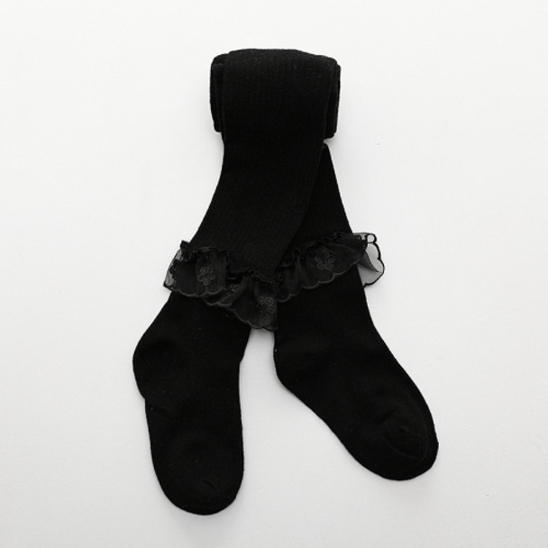 Baby Lace Leggings Children Dance Socks Tight Pantyhose, Size:M(Black)
