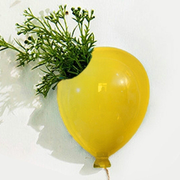 2 PCS Creative Ceramic Balloon Wall Hanging Flower Pot Children&#39;s Room Wall Hanging Flower Vase Home Wall Decoration, Size:Small(Yellow)