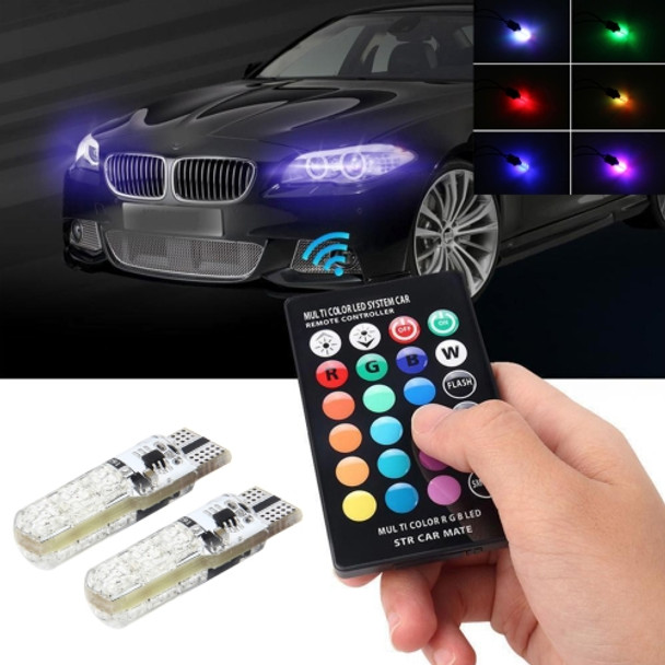 2 PCS T10 2W Auto Flash Strobe Fade Smooth Remote Controlled Colorful LED Clearance Decorative Light, DC 12V