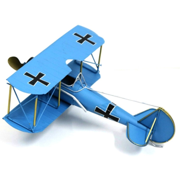 Home Decoration Ornaments Wrought Iron Crafts Retro Old Aircraft Model(Blue)