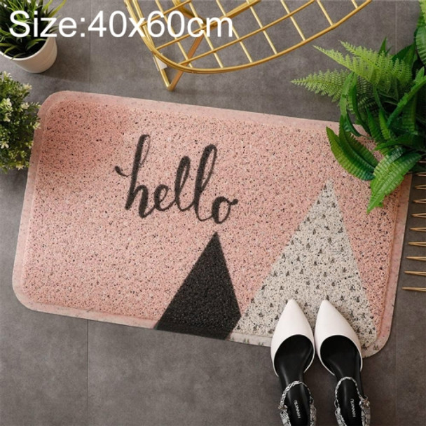 40x60cm Entrance Hall Carpet PVC Wire Loop Mat Door Mat Living Room Floor Non-slip Rug(Pink Hello)