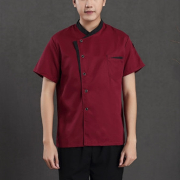 Spliced Chef Cooking Workwear  Catering Restaurant Coffee Shop Waiter Uniforms, Size:XXXL(Wine Red)