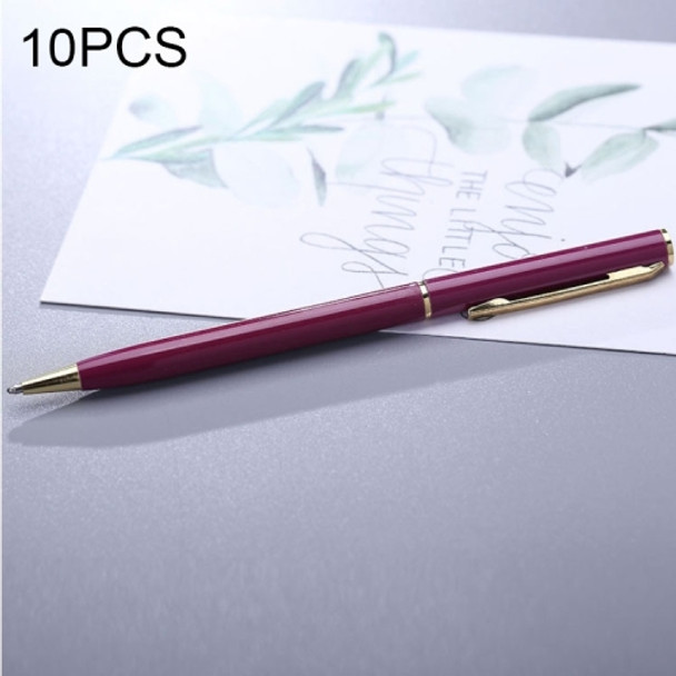 10 PCS Blue Ink Refill Metal Pen Ballpoint Pens Gift School Stationery Office Supplies, Random Color Delivery