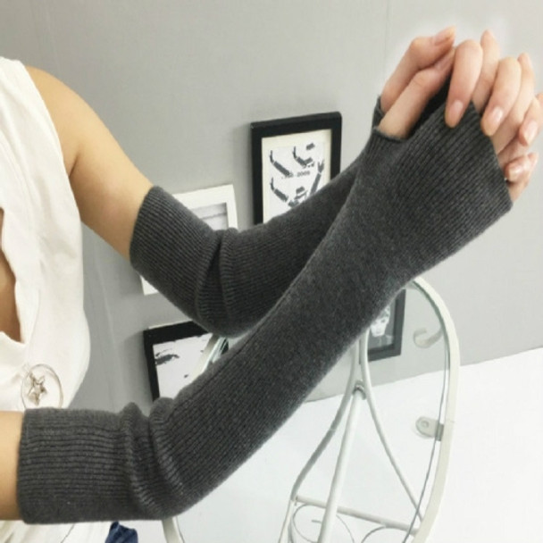 Autumn and Winter Long Thick Warm Cashmere Sleeves Fingerless Fake Sleeves, Size:One Size(Dark Gray)