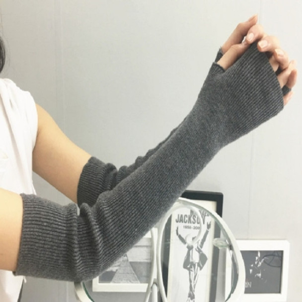 Autumn and Winter Long Thick Warm Cashmere Sleeves Fingerless Fake Sleeves, Size:One Size(Medium Gray)