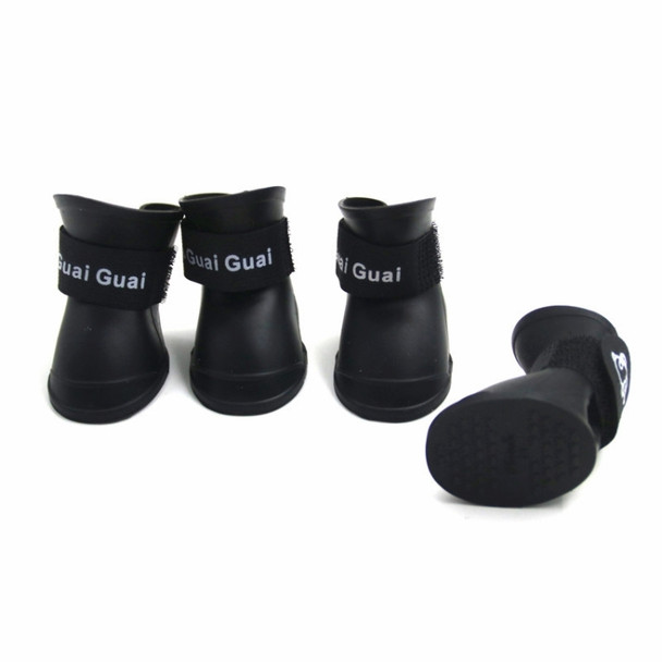 Lovely Pet Dog Shoes Puppy Candy Color Rubber Boots Waterproof Rain Shoes, S, Size:  4.3 x 3.3cm(Black)