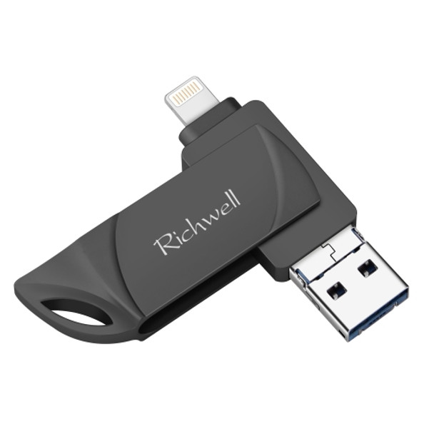 Richwell DXZ65 USB Flash Disk 32G 3 in 1 Micro USB + 8 Pin + USB 3.0 Compatible IPhone & IOS(Black)