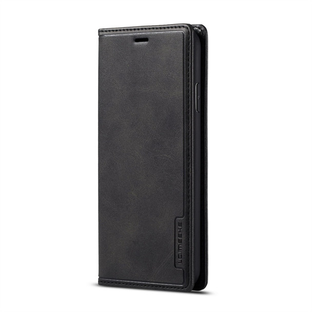 For iPhone XS Max LC.IMEEKE LC-001 Series PU + TPU Color Matching Frosted Horizontal Flip Leather Case with Holder & Card Slot(Black)