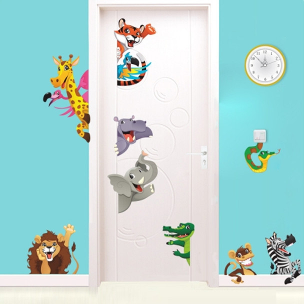 DIY Jungle Animals Cartoon Lion Elephant Giraffee PVC Wall Stickers