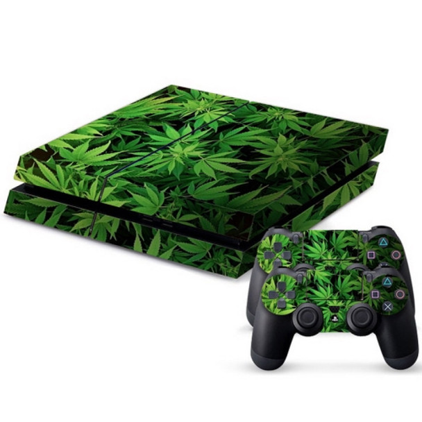 Green Leaves Pattern Protective Skin Sticker Cover Skin Sticker for PS4 Game Console