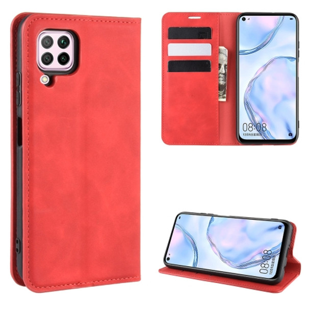 For Huawei nova 6 SE/ P40 Lite / nova 7i Retro-skin Business Magnetic Suction Leather Case with Holder & Card Slots & Wallet(Red)