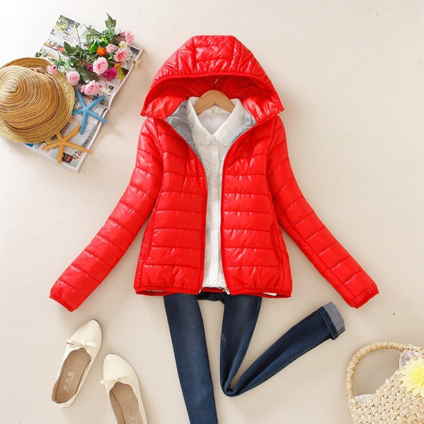 Warm Winter Parka Jacket Ladies Women Slim Short Coat, Size:XXL(Red)