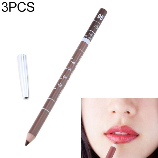 3PCS Professional Wood Waterproof Lady Charming Lip Liner Contour Makeup Lipstick Tool(6)