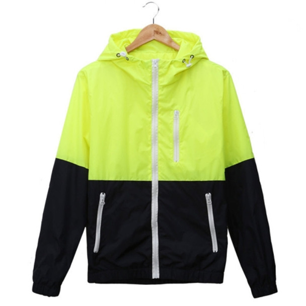 Trendy Unisex Sports Jackets Hooded Windbreaker Thin Sun-protective Sportswear Outwear, Size:L(Fluorescent Green)