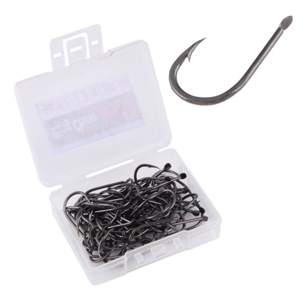 3# 100 PCS (Single Box) Carbon Steel Fish Barbed Hook Fishing Hooks without Hole