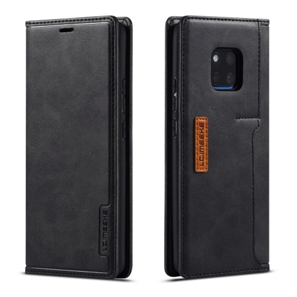 For Huawei Mate 20 Pro LC.IMEEKE LC-001 Series PU + TPU Color Matching Frosted Horizontal Flip Leather Case with Holder & Card Slot(Black)