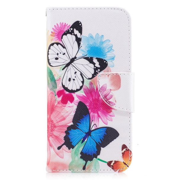 Colored Drawing Pattern Horizontal Flip Leather Case for Samsung Galaxy Note9, with Holder & Card Slots & Wallet(Two Butterflies)