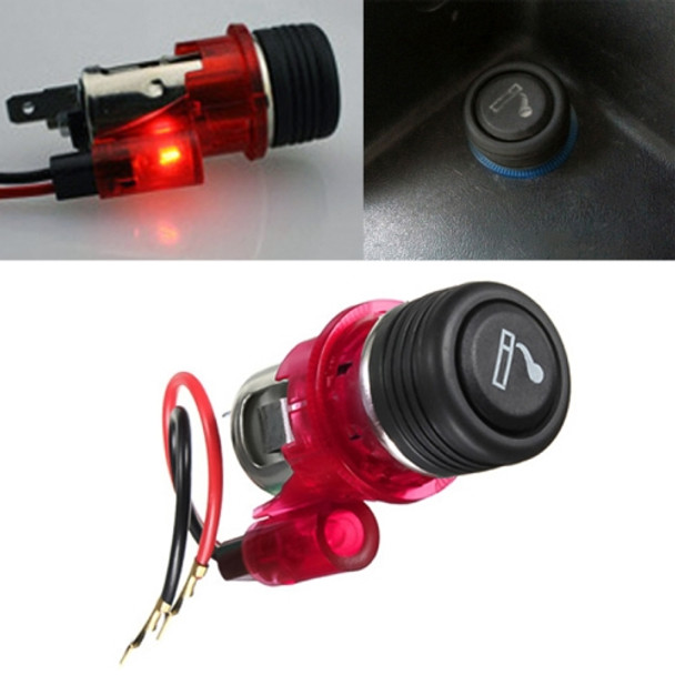 Car 10A 12V European Standard Cigarette Lighter Full Assembly with Light (Red)
