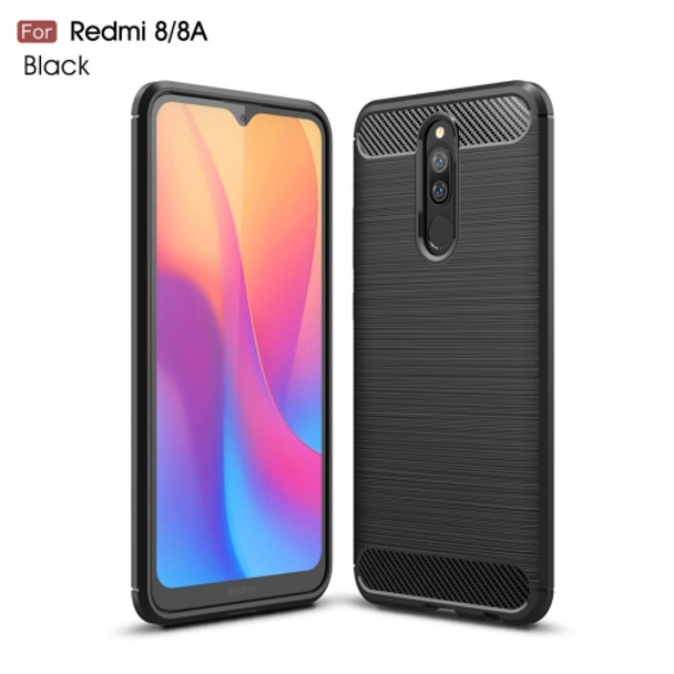 For Xiaomi Redmi 8  Brushed Texture Carbon Fiber TPU Case(Black)